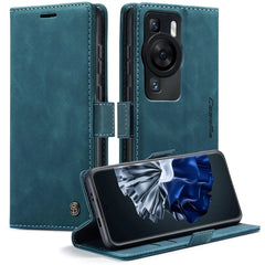 For Huawei P60 Pro Case CASEME 013 Series Card Holder Stand Leather Phone Cover - Blue