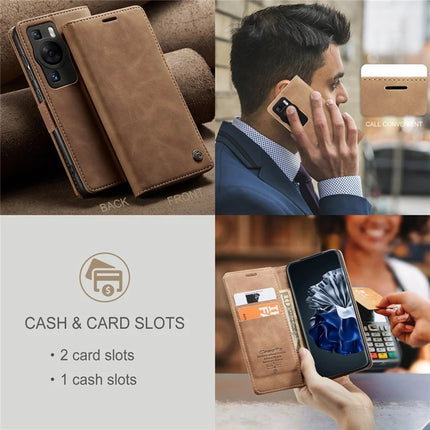 For Huawei P60 Pro Case CASEME 013 Series Card Holder Stand Leather Phone Cover