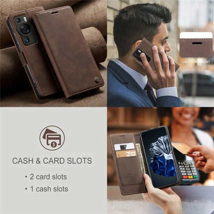 For Huawei P60 Pro Case CASEME 013 Series Card Holder Stand Leather Phone Cover