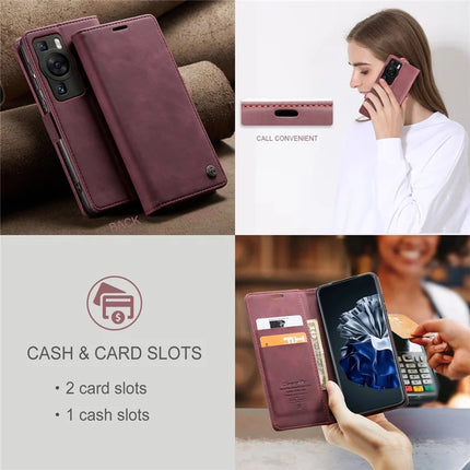 For Huawei P60 Pro Case CASEME 013 Series Card Holder Stand Leather Phone Cover