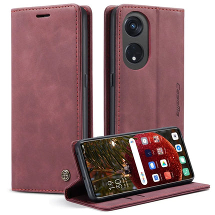 For Oppo A1 Pro 5G / Oppo Reno8 T 5G Case CASEME 013 Series Card Holder Stand Leather Phone Cover - Red