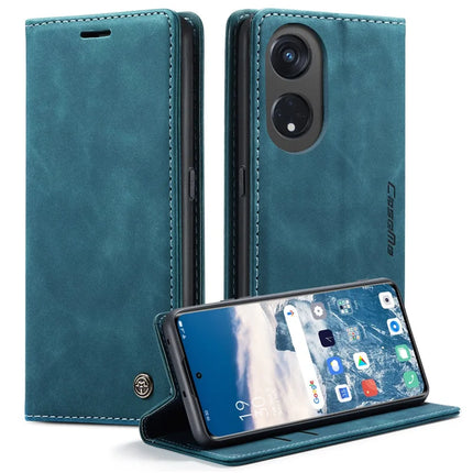 For Oppo A1 Pro 5G / Oppo Reno8 T 5G Case CASEME 013 Series Card Holder Stand Leather Phone Cover - Blue