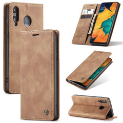 For Samsung Galaxy M30 / Galaxy A40s Case CASEME 013 Series Card Holder Stand Leather Phone Cover - Brown