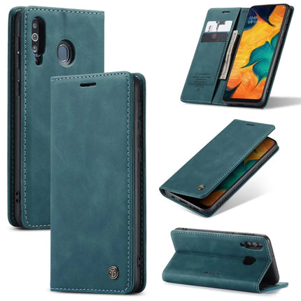 For Samsung Galaxy M30 / Galaxy A40s Case CASEME 013 Series Card Holder Stand Leather Phone Cover - Blue