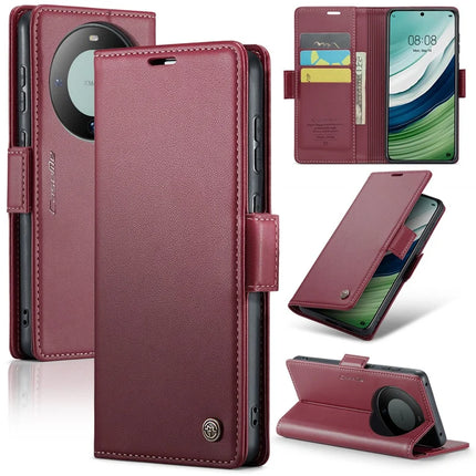 For Huawei Mate 60 Case CASEME 023 Series RFID Blocking Glossy Stand Phone Cover - Red