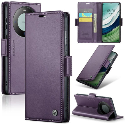 For Huawei Mate 60 Case CASEME 023 Series RFID Blocking Glossy Stand Phone Cover - Purple
