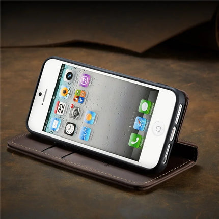 For iPhone 5s / iPhone SE (1st generation) / iPhone 5 Case CASEME 013 Series Card Holder Stand Leather Phone Cover