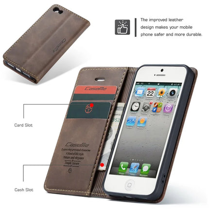 For iPhone 5s / iPhone SE (1st generation) / iPhone 5 Case CASEME 013 Series Card Holder Stand Leather Phone Cover