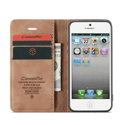 For iPhone 5s / iPhone SE (1st generation) / iPhone 5 Case CASEME 013 Series Card Holder Stand Leather Phone Cover
