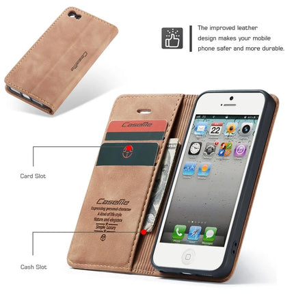 For iPhone 5s / iPhone SE (1st generation) / iPhone 5 Case CASEME 013 Series Card Holder Stand Leather Phone Cover