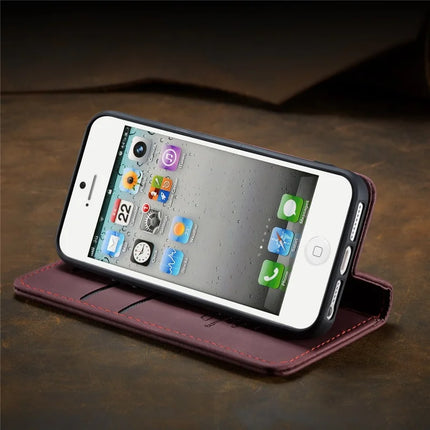 For iPhone 5s / iPhone SE (1st generation) / iPhone 5 Case CASEME 013 Series Card Holder Stand Leather Phone Cover