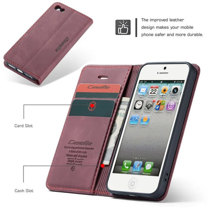 For iPhone 5s / iPhone SE (1st generation) / iPhone 5 Case CASEME 013 Series Card Holder Stand Leather Phone Cover