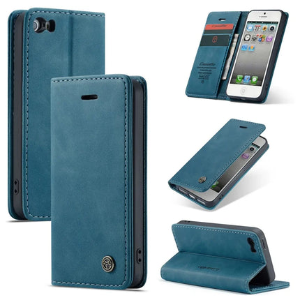 For iPhone 5s / iPhone SE (1st generation) / iPhone 5 Case CASEME 013 Series Card Holder Stand Leather Phone Cover - Blue