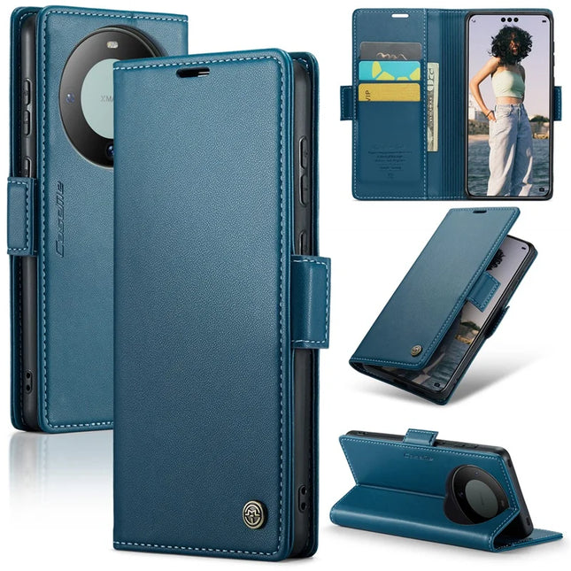For Huawei Mate 60 Pro+ / Huawei Mate 60 Pro Case CASEME 023 Series RFID Blocking Glossy Stand Phone Cover - Blue