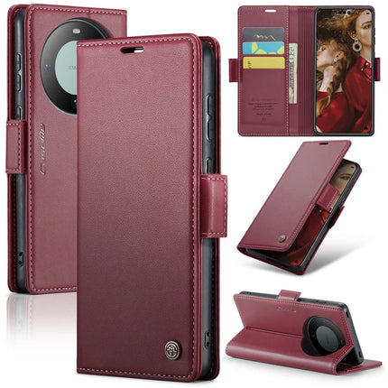 For Huawei Mate 60 Pro+ / Huawei Mate 60 Pro Case CASEME 023 Series RFID Blocking Glossy Stand Phone Cover - Red