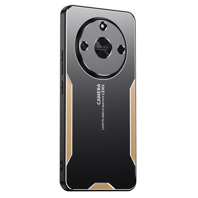 For Honor X60 5G Phone Case Aluminium Alloy TPU PC Back Cover - Gold