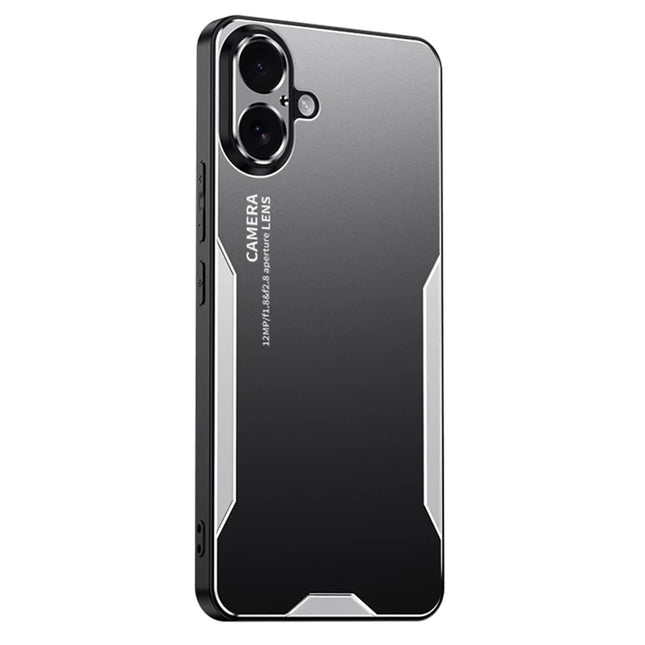 For iPhone 16 Plus Phone Case Aluminium Alloy TPU PC Back Cover - Silver