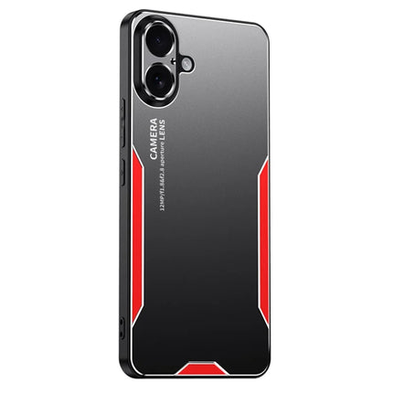 For iPhone 16 Plus Phone Case Aluminium Alloy TPU PC Back Cover - Red