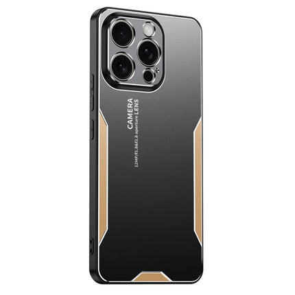 For iPhone 16 Pro Max Phone Case Aluminium Alloy TPU PC Back Cover - Gold