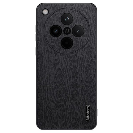 For Oppo Find X8 5G Case Wood Texture PU Leather Coated PC+TPU Phone Cover - Black