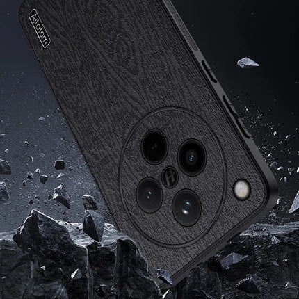 For Oppo Find X8 5G Case Wood Texture PU Leather Coated PC+TPU Phone Cover