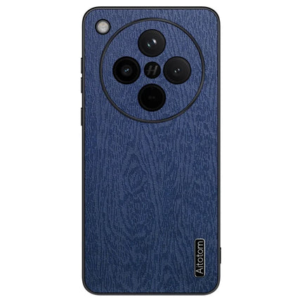 For Oppo Find X8 5G Case Wood Texture PU Leather Coated PC+TPU Phone Cover - Blue