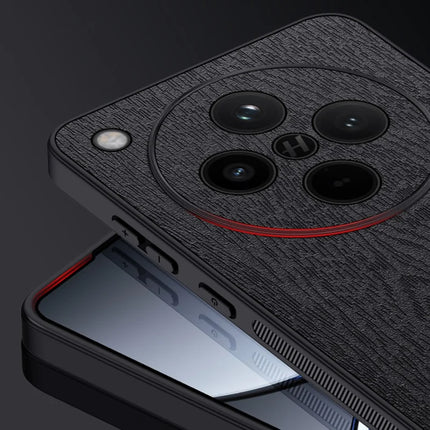 For Oppo Find X8 5G Case Wood Texture PU Leather Coated PC+TPU Phone Cover