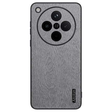 For Oppo Find X8 5G Case Wood Texture PU Leather Coated PC+TPU Phone Cover - Grey