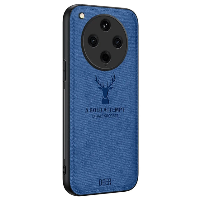 For Oppo Find X8 Pro 5G Case Deer Pattern Cloth Texture PU Leather Hybrid Phone Cover - Blue