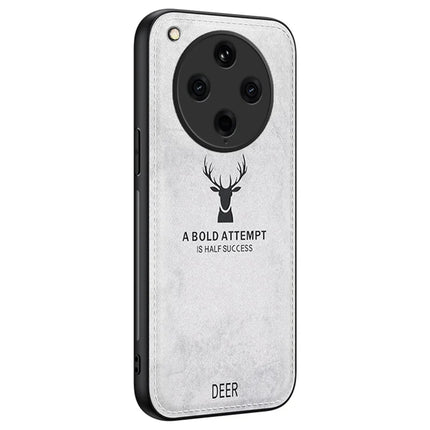 For Oppo Find X8 Pro 5G Case Deer Pattern Cloth Texture PU Leather Hybrid Phone Cover - Grey