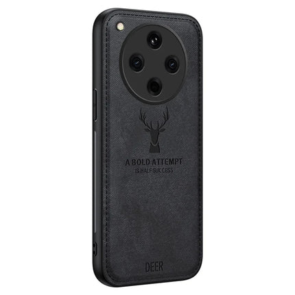 For Oppo Find X8 5G Case Deer Pattern Cloth Texture PU Leather Hybrid Phone Cover - Black