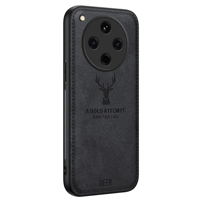 For Oppo Find X8 5G Case Deer Pattern Cloth Texture PU Leather Hybrid Phone Cover - Black