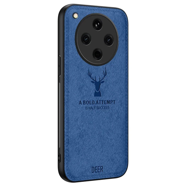 For Oppo Find X8 5G Case Deer Pattern Cloth Texture PU Leather Hybrid Phone Cover - Blue