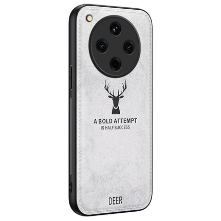 For Oppo Find X8 5G Case Deer Pattern Cloth Texture PU Leather Hybrid Phone Cover - Grey