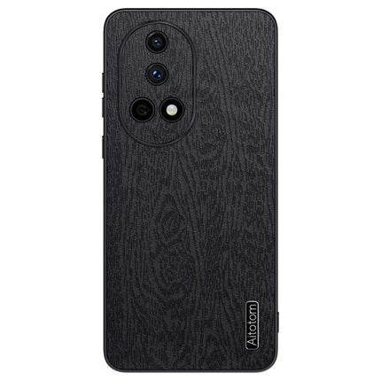 For Huawei nova 13 Case Wood Texture PU Leather Coated PC+TPU Phone Cover - Black