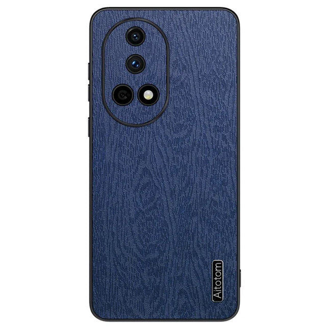 For Huawei nova 13 Case Wood Texture PU Leather Coated PC+TPU Phone Cover - Blue