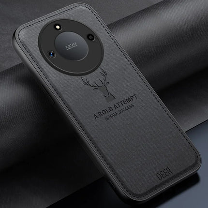 For Honor X60 5G Case Deer Pattern Cloth Texture PU Leather Hybrid Phone Cover