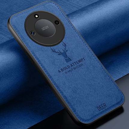 For Honor X60 5G Case Deer Pattern Cloth Texture PU Leather Hybrid Phone Cover