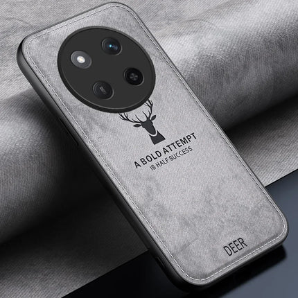 For Honor X60 Pro 5G Case Deer Pattern Cloth Texture PU Leather Hybrid Phone Cover