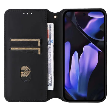 For Google Pixel 9a Wallet Case Rhombus Imprinted Leather Phone Cover