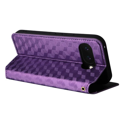 For Google Pixel 9a Wallet Case Rhombus Imprinted Leather Phone Cover