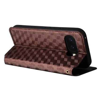 For Google Pixel 9a Wallet Case Rhombus Imprinted Leather Phone Cover