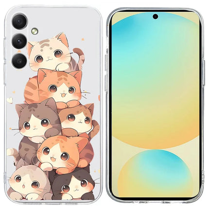 For Samsung Galaxy A24 4G (162.1 x 77.6 x 8.3mm) Case Pattern Printing Shockproof Soft TPU Phone Cover - Multiple Kittens