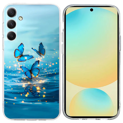 For Samsung Galaxy A24 4G (162.1 x 77.6 x 8.3mm) Case Pattern Printing Shockproof Soft TPU Phone Cover - Blue Butterfly