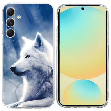 For Samsung Galaxy A24 4G (162.1 x 77.6 x 8.3mm) Case Pattern Printing Shockproof Soft TPU Phone Cover - White Wolf