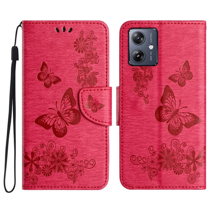 For Samsung Galaxy A06 Case Butterflies Flower Leather Wallet Flip Phone Cover - Red
