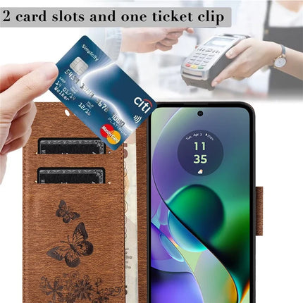 For Samsung Galaxy A06 Case Butterflies Flower Leather Wallet Flip Phone Cover