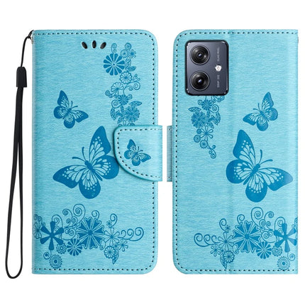For Samsung Galaxy A06 Case Butterflies Flower Leather Wallet Flip Phone Cover - Blue