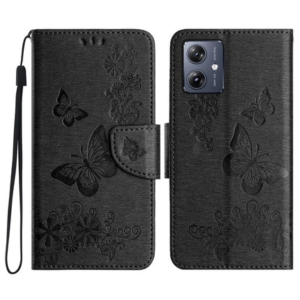 For Samsung Galaxy A06 Case Butterflies Flower Leather Wallet Flip Phone Cover - Black