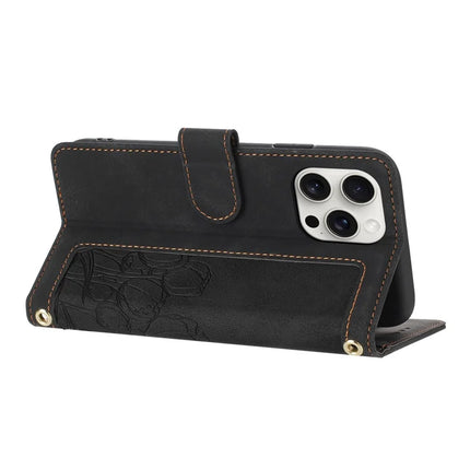 For iPhone 16 Pro Case Tulip Leather Phone Cover with 5 Card Slots Wallet